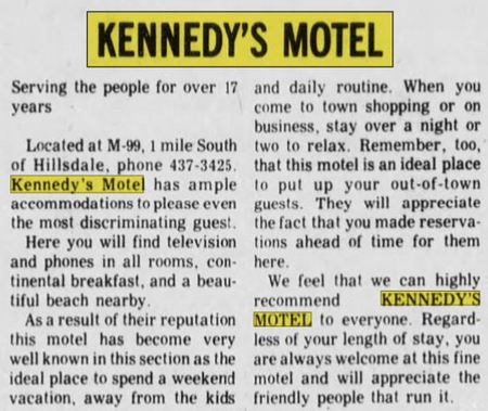 Bavarian Inn (Kennedy Motel) - June 1973 Ad